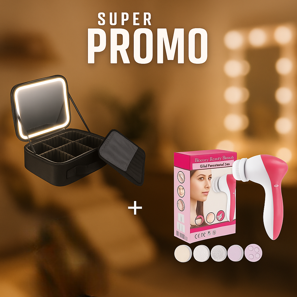 COMBO estuche maquillaje+cepillo facial